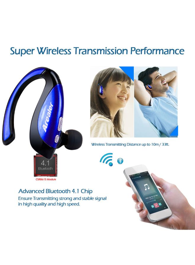 Arealer X16 Stereo Bluetooth Wireless On-Ear Headphones With Mic Black/Blue - Image 5