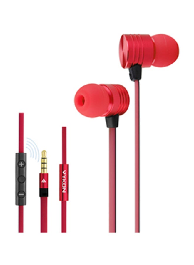 VYKON MK-2 Wired In-Ear Earphones With Mic Red/Black