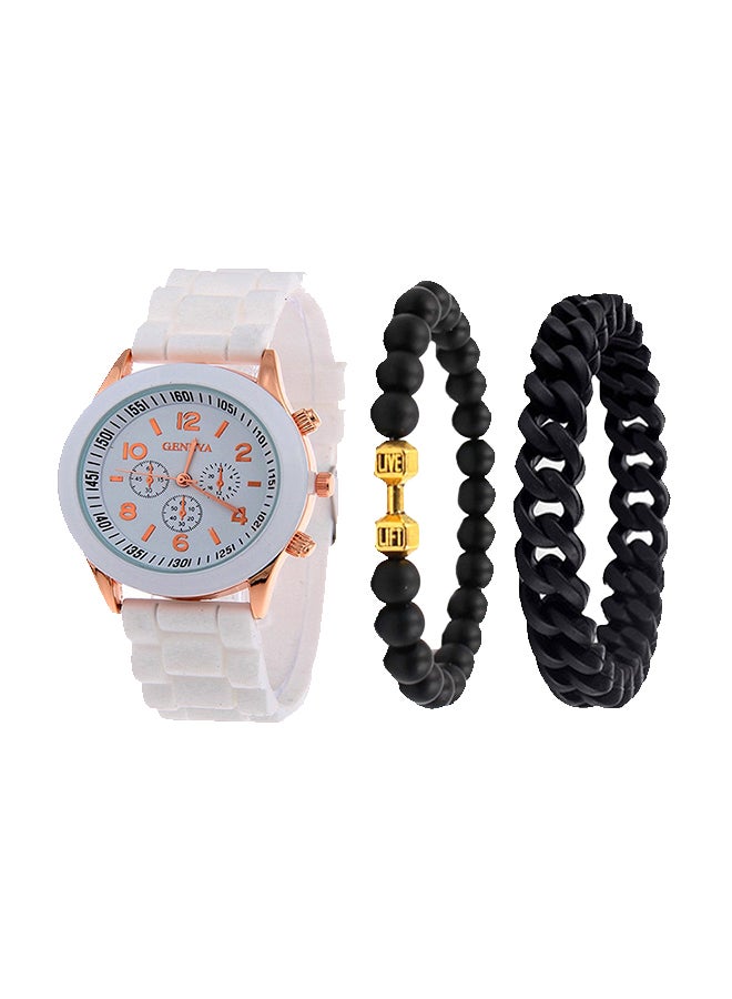 Geneva men Silicone Analog Watch NNSB03707142 With Bracelet  - Image 1