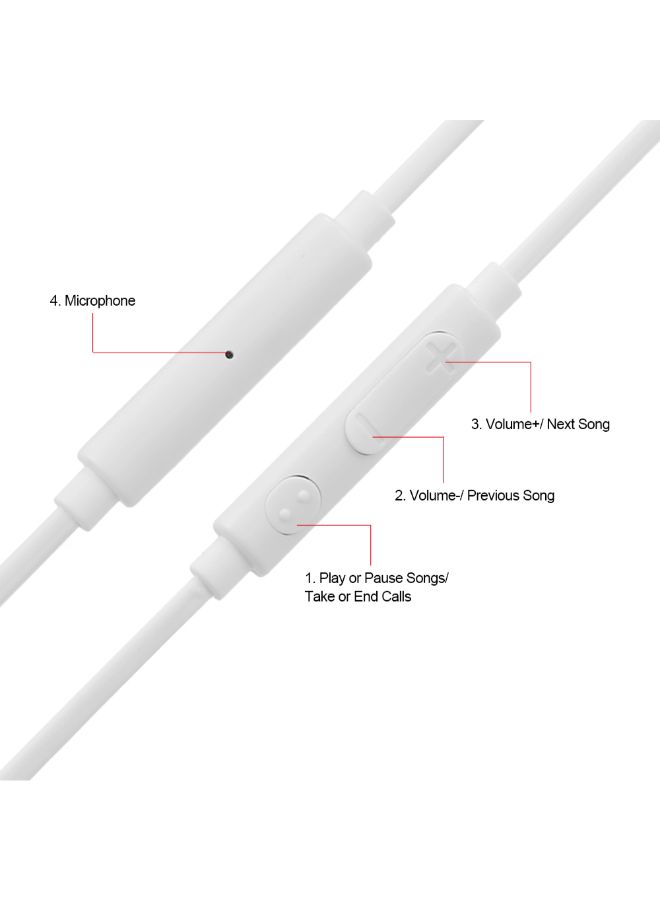 سماعة أذن داخلية سلكية مع ميكروفون أبيض - Image 2