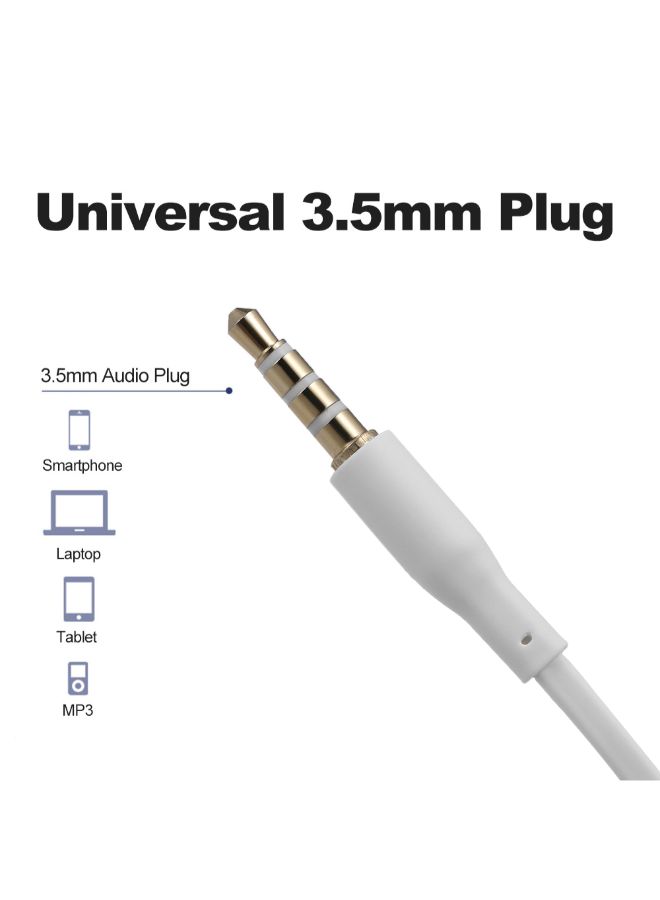 سماعة أذن داخلية سلكية مع ميكروفون أبيض - Image 3