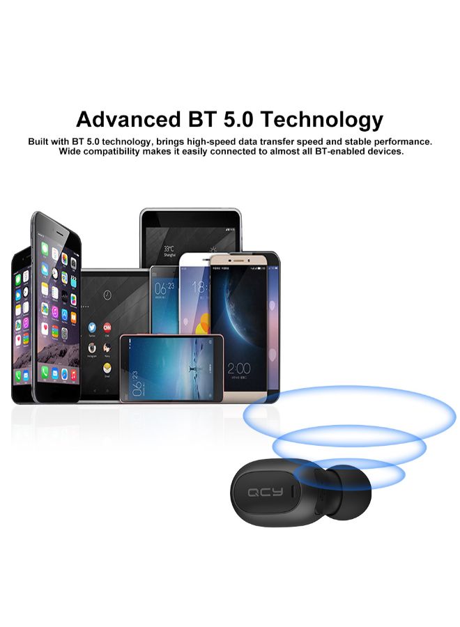 كيو سي واي سماعة أذن ميني 2 داخلية لاسلكية تعمل بالبلوتوث أسود - Image 3
