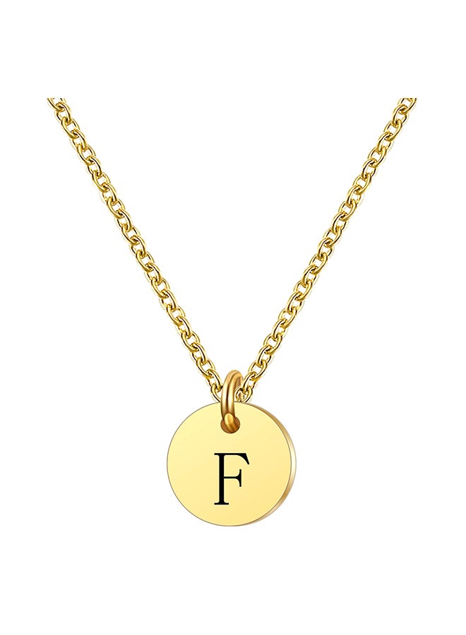 Gold Plated F Letter Engraved Shaped Pendant Necklace