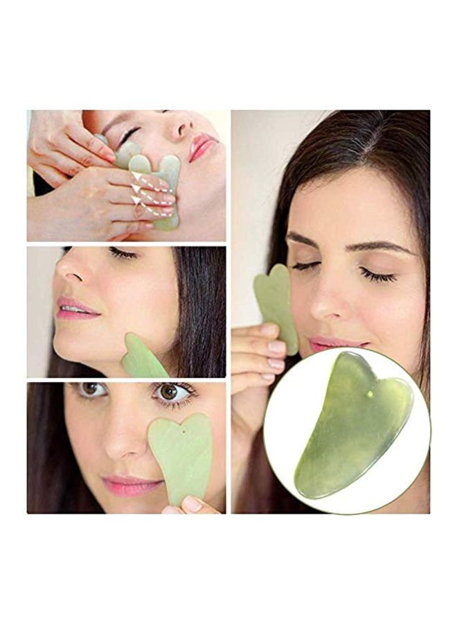 Gnker - Jade Roller With Gua Sha Scraping Massager Set Green/Gold - Image 1