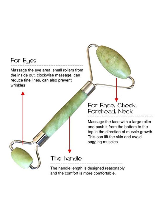 Gnker - Jade Roller With Gua Sha Scraping Massager Set Green/Gold - Image 1