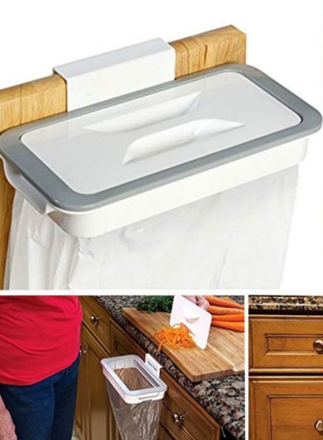 Generic Portable Hanging Trash Bag Holder Cupboard White/Grey  - Image 2