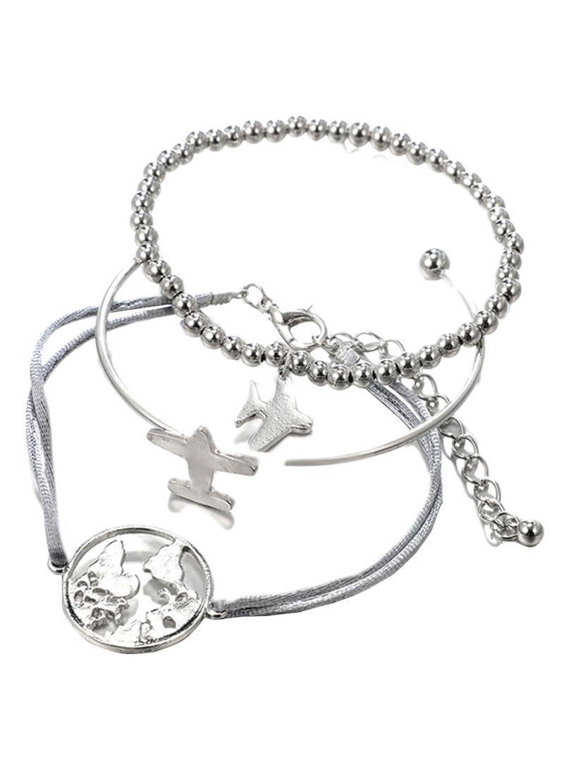 طقم سوار بتصميم خريطة الطائرة مكون من 3 قطع - Image 1