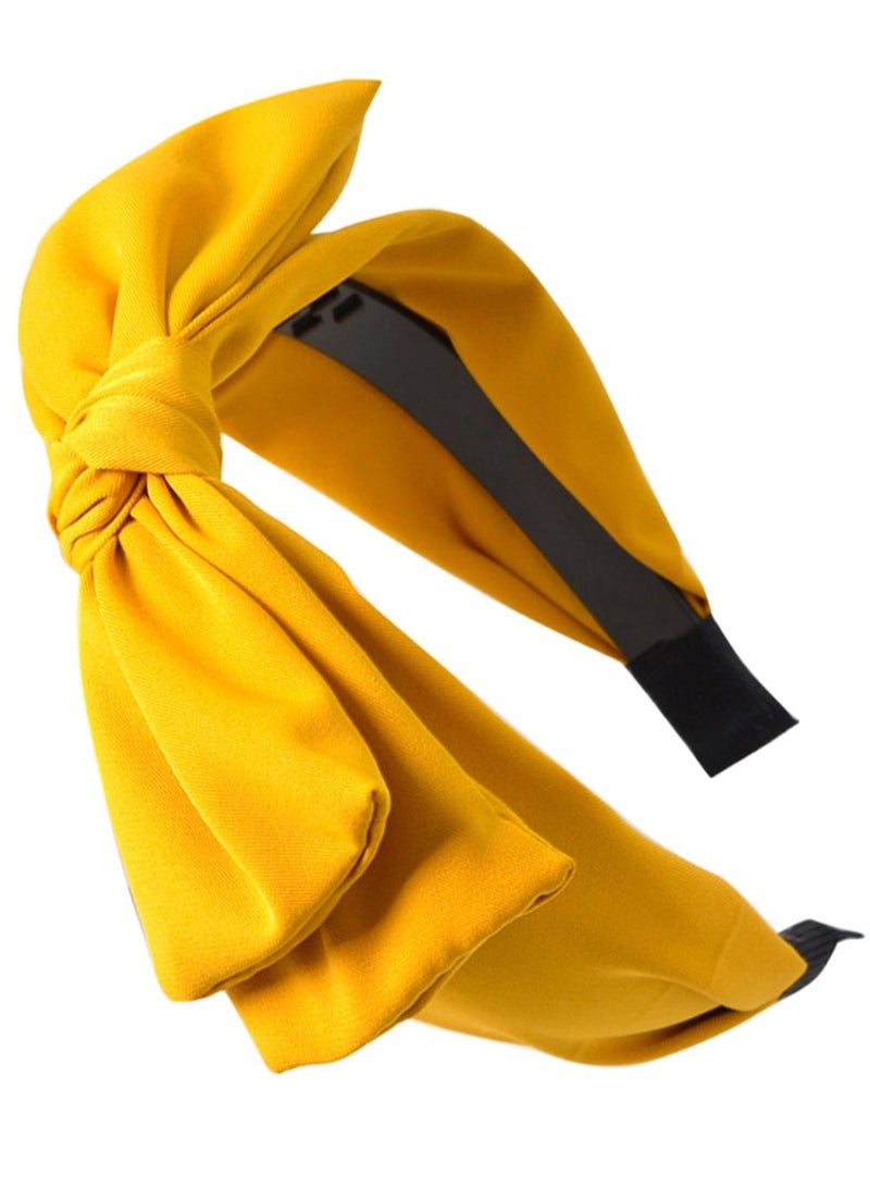 Bow Knot Decor Headband Yellow/Black One Size