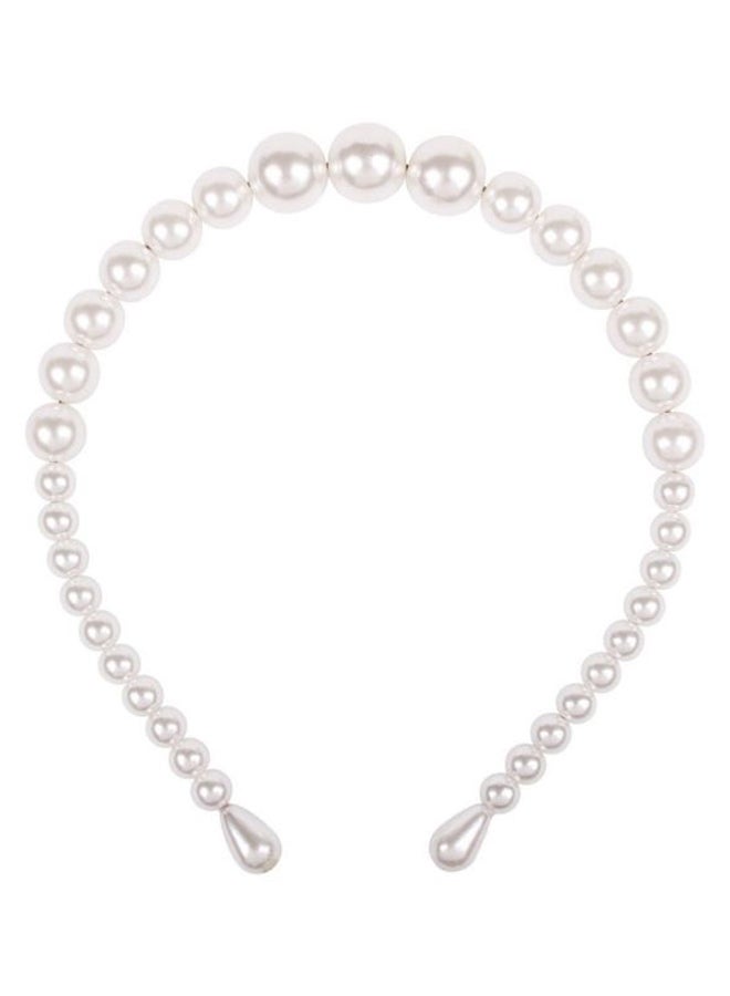 Pearl Decor Elegant Hairband White One Size