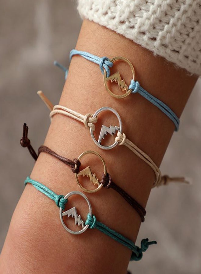 4-Piece Circle Design Woven Bracelet Set - Image 2