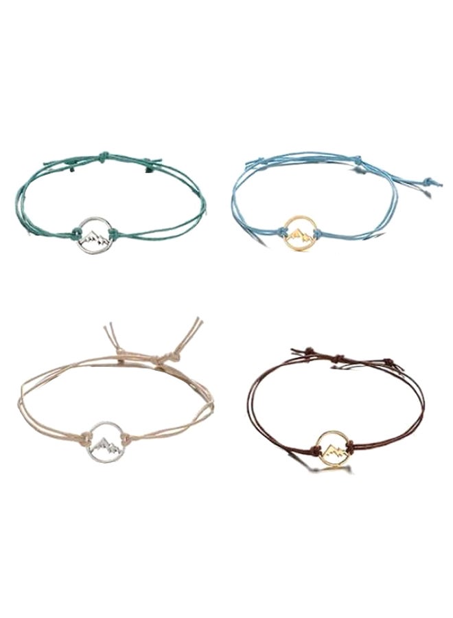 4-Piece Circle Design Woven Bracelet Set - Image 1