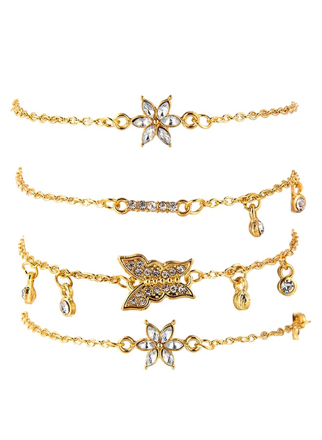 4-Piece Butterfly Floral Design Bracelet Set 