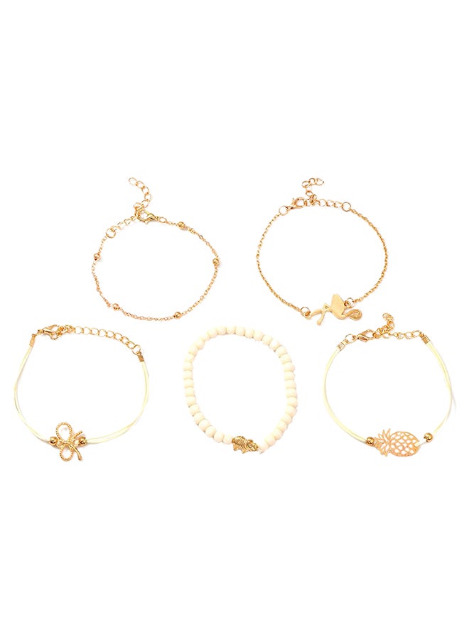 5-Piece Alloy Flamingo Pattern Bracelet Set