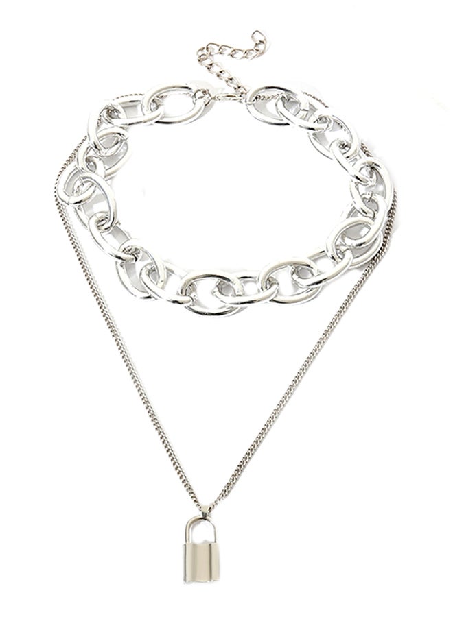 Multi-Layer Necklace Creative Alloy Lock Shape Pendant Exaggerate Necklet