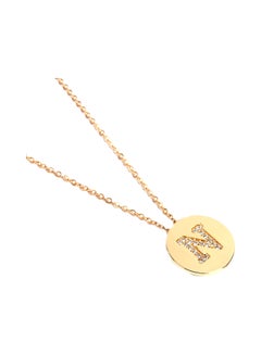 Gold Plated N Letter Design Solid Color Necklace