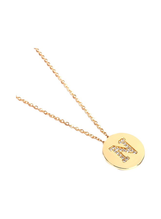 Generic - Gold Plated N Letter Design Solid Color Necklace - Image 1