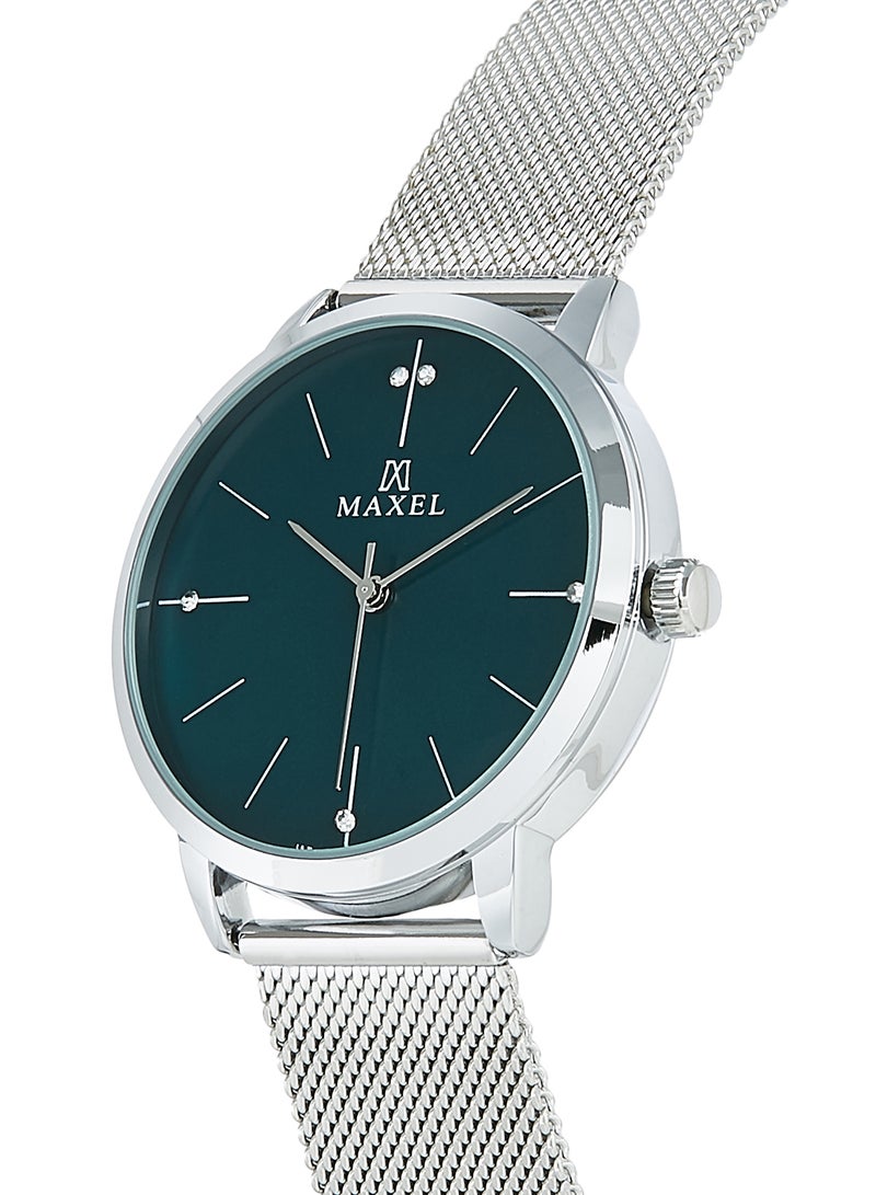 ماكسل ساعة يد بعقارب بسوار مصنوع من سبيكة معدنية طراز MX038D - قياس 40 مم - فضي للرجال - Image 2