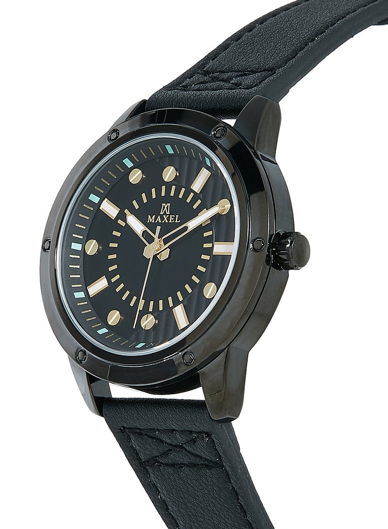 ماكسل ساعة يد تناظرية جلدية MX014B - 40 مم - سوداء - Image 2