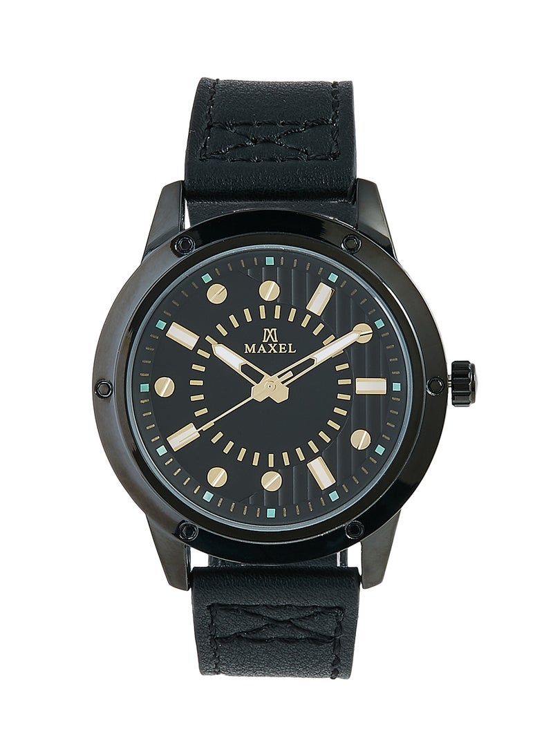 ماكسل ساعة يد تناظرية جلدية MX014B - 40 مم - سوداء - Image 1