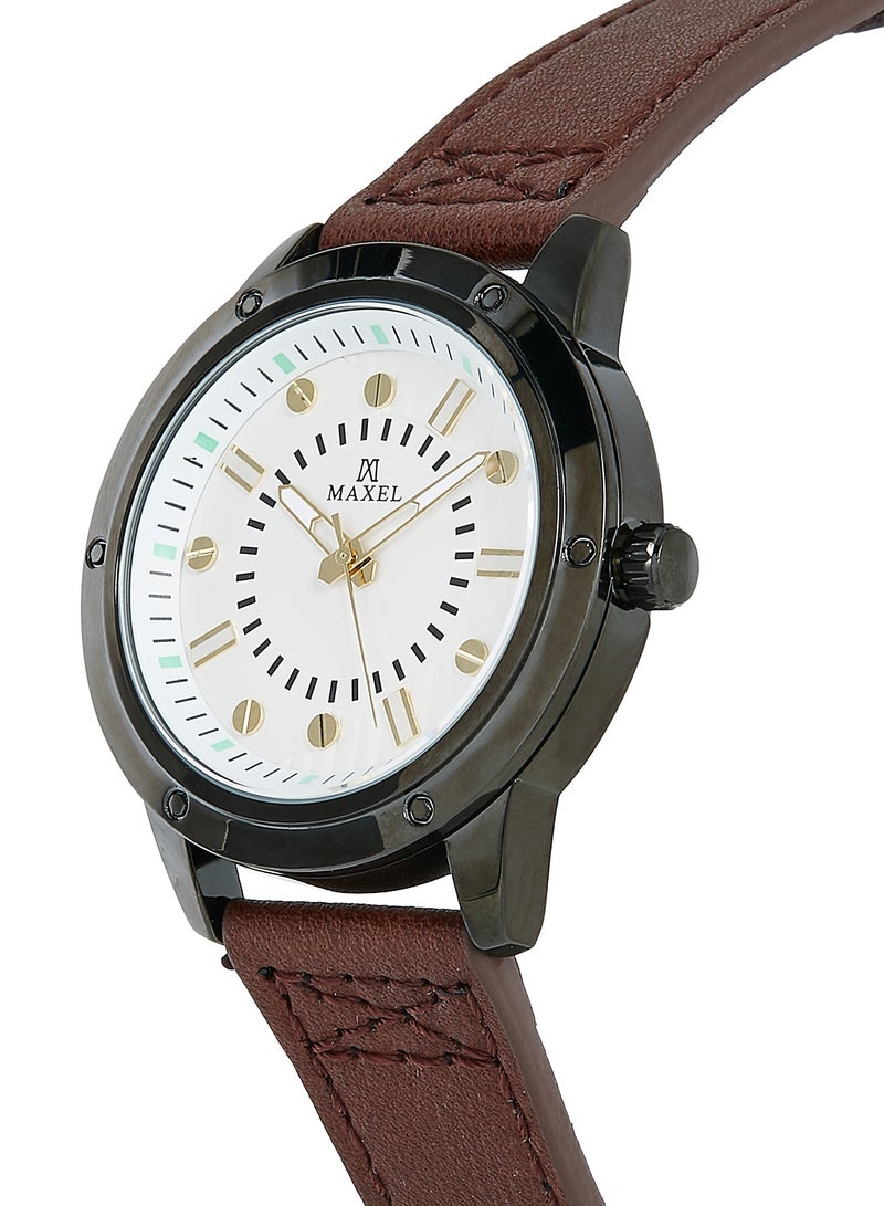 men Leather Analog Wrist Watch MX014B - 40 mm - Brown