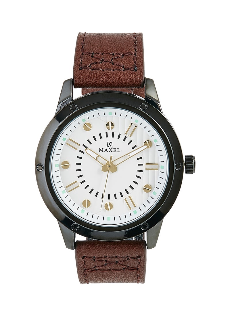 men Leather Analog Wrist Watch MX014B - 40 mm - Brown
