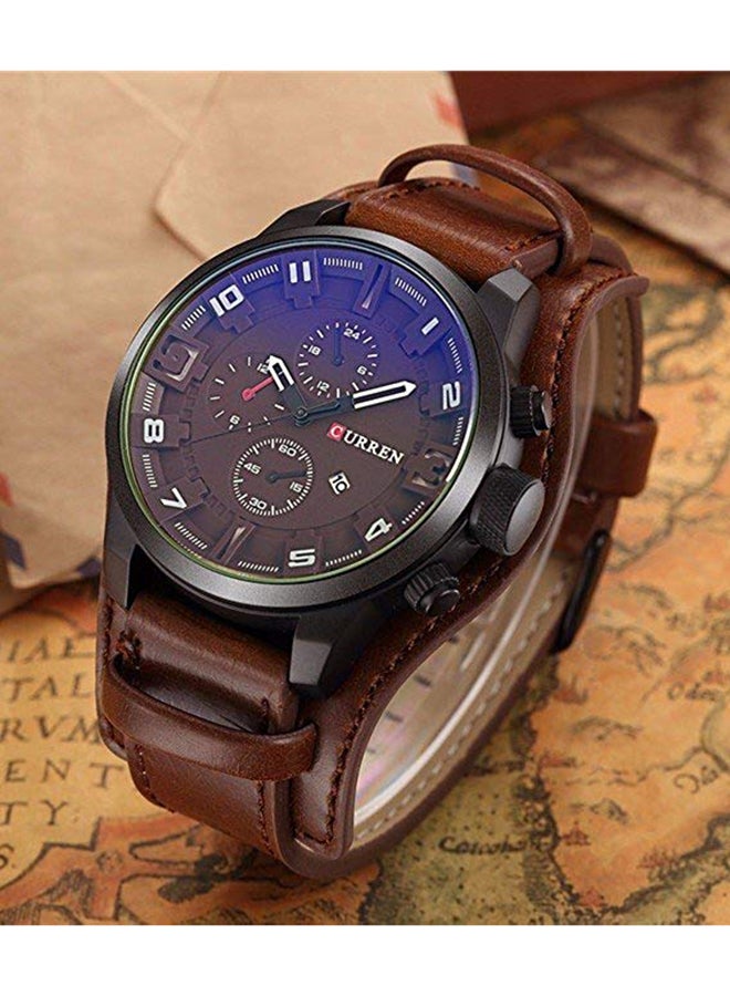 CURREN - Men's Water Resistant Leather Chronograph Watch 8225 - Image 1