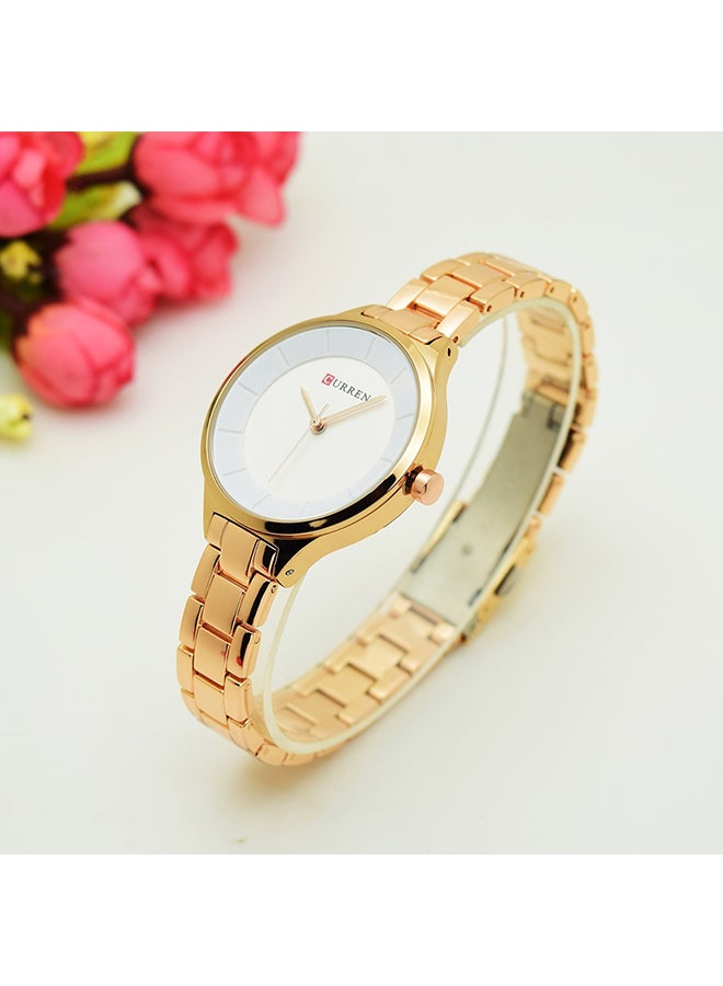 CURREN Women's Water Resistant Alloy Analog Watch 9015 - 34 mm - Gold  - Image 2