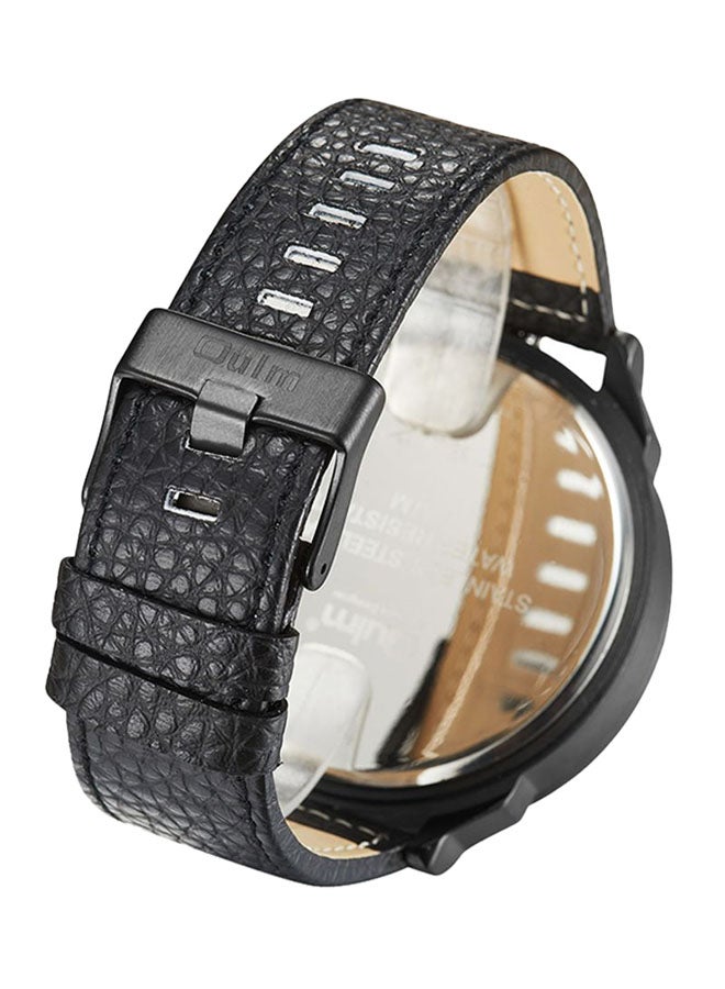 Oulm Men's Water Resistant Leather Chronograph Watch HP3548M-WH  - Image 2