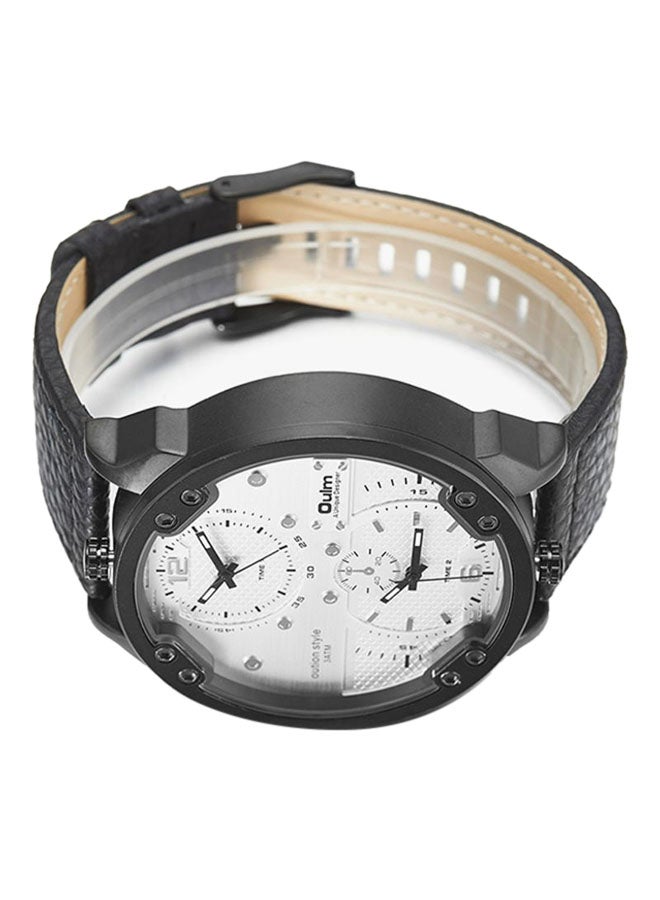 Oulm Men's Water Resistant Leather Chronograph Watch HP3548M-WH  - Image 4