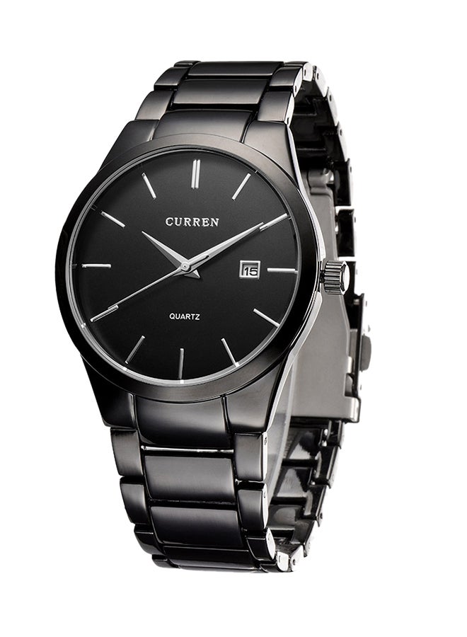 كارين ساعة يد بعقارب وسوار من الستانلس ستيل مقاومة للماء طراز WT-CU-8106-B#D20 - مقاس 40 مم - أسود للرجال - Image 2