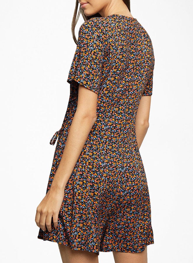 نيو لوك بلاي سوت بأزرار وبنقشة أزهار نمط أسود - Image 2