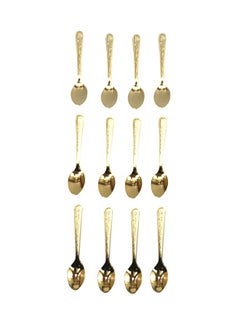 JPN 12 -Piece Tea Spoon Silver Set Gold 10centimeter 