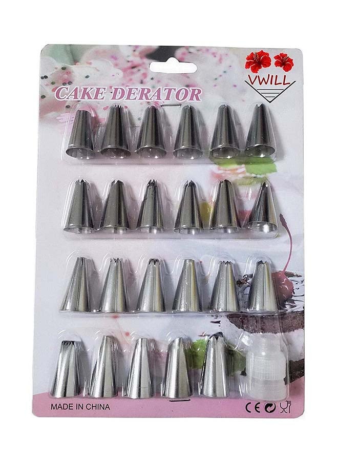 مجموعة أدوات خبز من الستانلس ستيل مكونة من 24 قطعة فضي 30سم