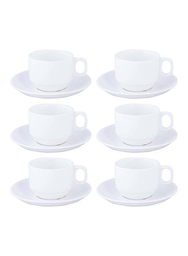 BITA 6 -Piece Tea Cup And Saucers White 180ml - Image 1