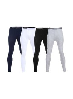 4-Piece Solid Long Underwear Set Multicolour