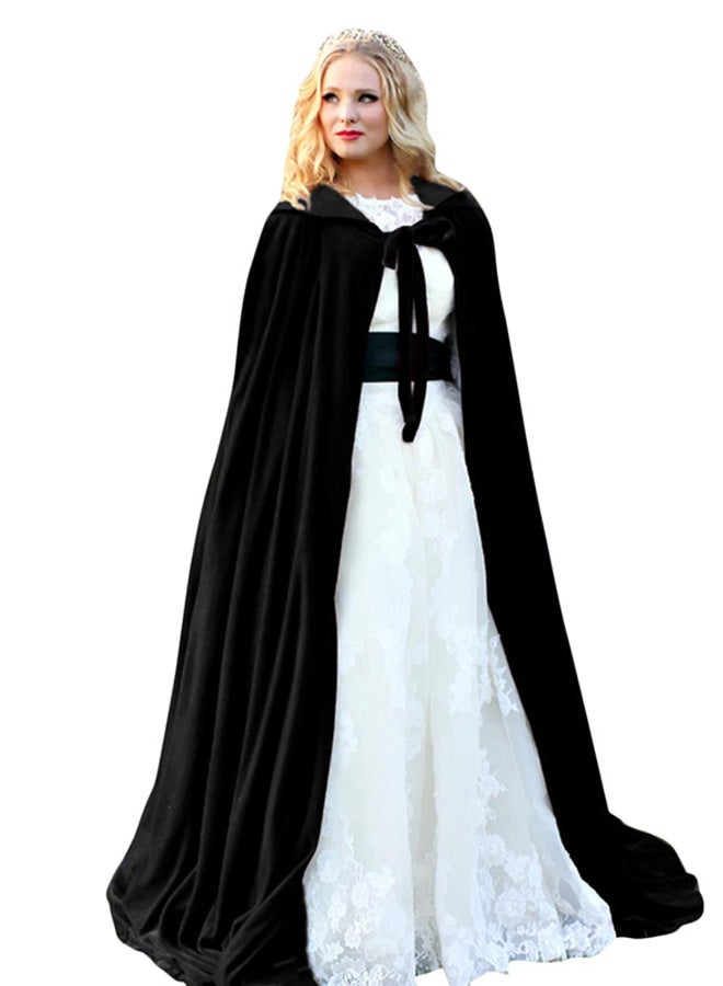 Generic - Hooded Velvet Long Cape Black - Image 1