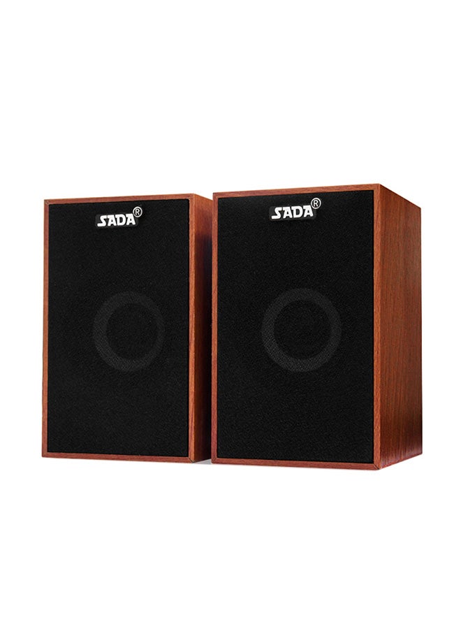 SADA Desktop And Laptop Portable Wired Stereo Speaker Brown/Black - Image 1