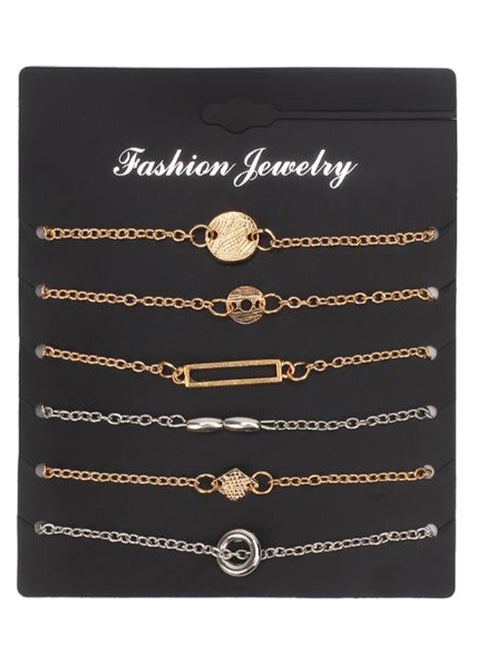 6-Piece Metal Brief Style Charming Bracelet Set