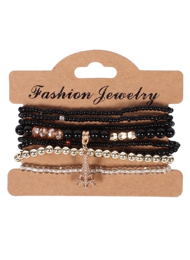 8-Piece Beaded Tower Pendant Design Bracelet Set 