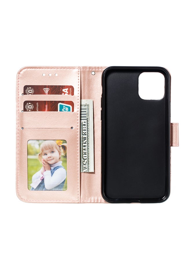 Flip Leather Case with Wallet Card Slot For Apple iPhone 11 Pro Rose Gold  - Image 3