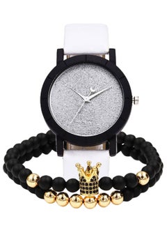Women's 3-Piece Round Dial Analog Watch With Beaded Bracelet Set 170