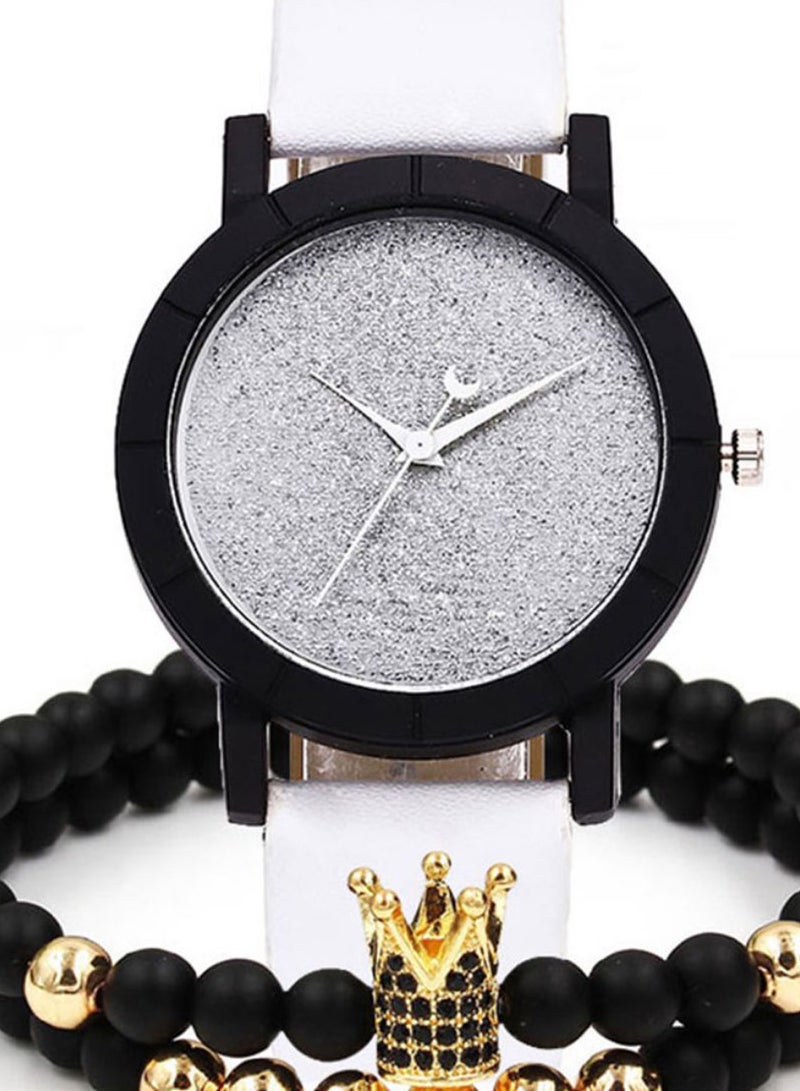 Generic - Women's 3-Piece Round Dial Analog Watch With Beaded Bracelet Set 170 - Image 1