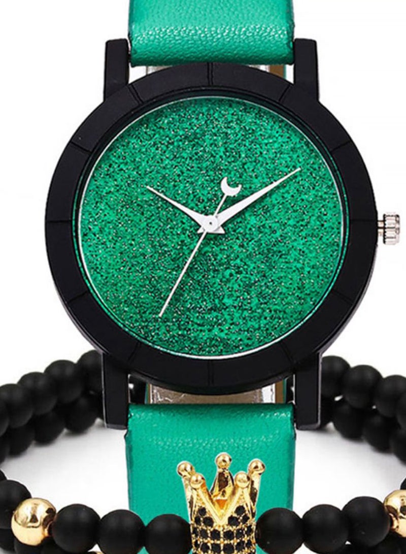 Generic - women 3-Piece Round Dial Analog Watch With Beaded Bracelet Set 171 - Image 1