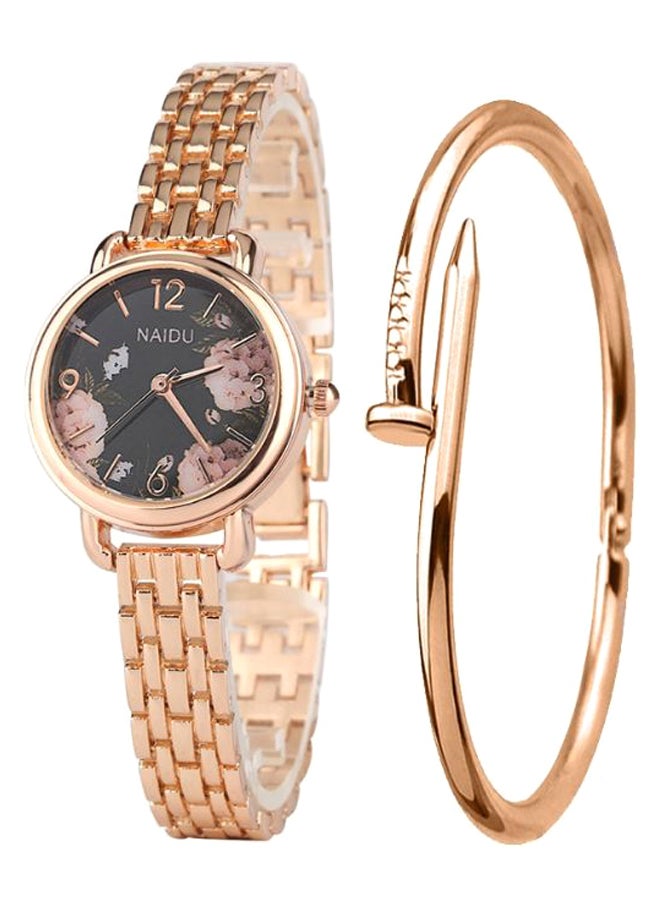 NAIDU women 2-Piece Stainless Steel Analog Watch And Bangle Set 8232 - Image 1