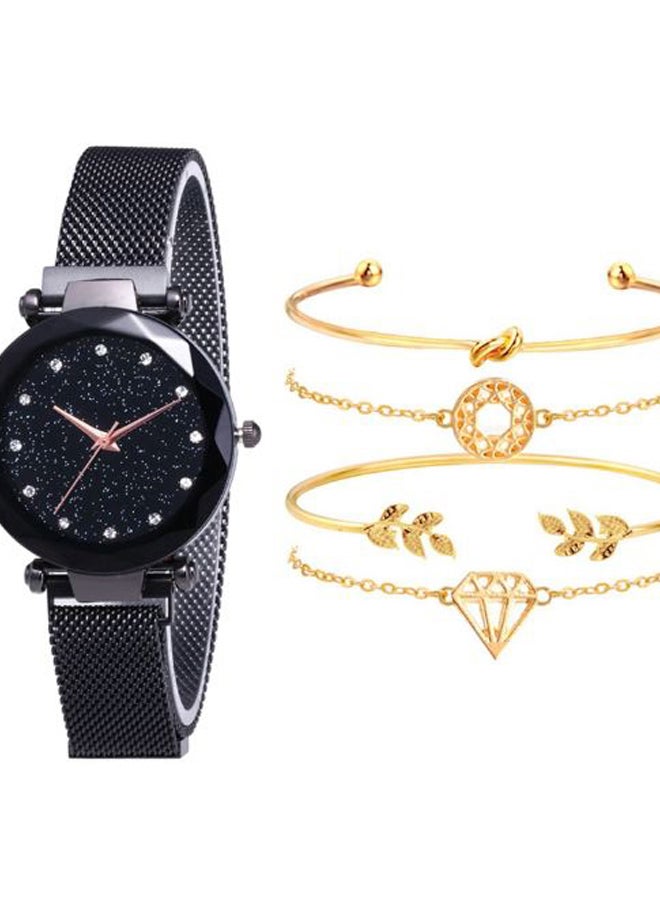 Generic - women 5-Piece Analog Watch And Bracelet Set 8343 - Image 1