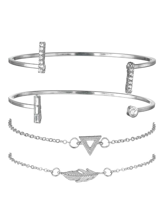 4-Piece Open Geometric Pattern Bracelet Set