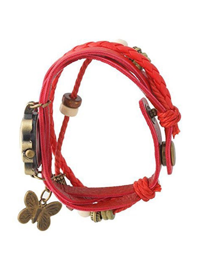 Boho Women's Chic Vintage Inspired Butterfly Bracelet Watch Red BC-FA-BFLY-3-001RD - Image 2