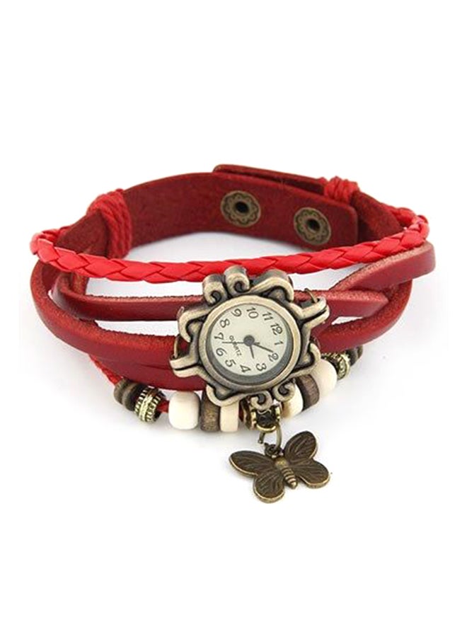 Boho Women's Chic Vintage Inspired Butterfly Bracelet Watch Red BC-FA-BFLY-3-001RD - Image 1