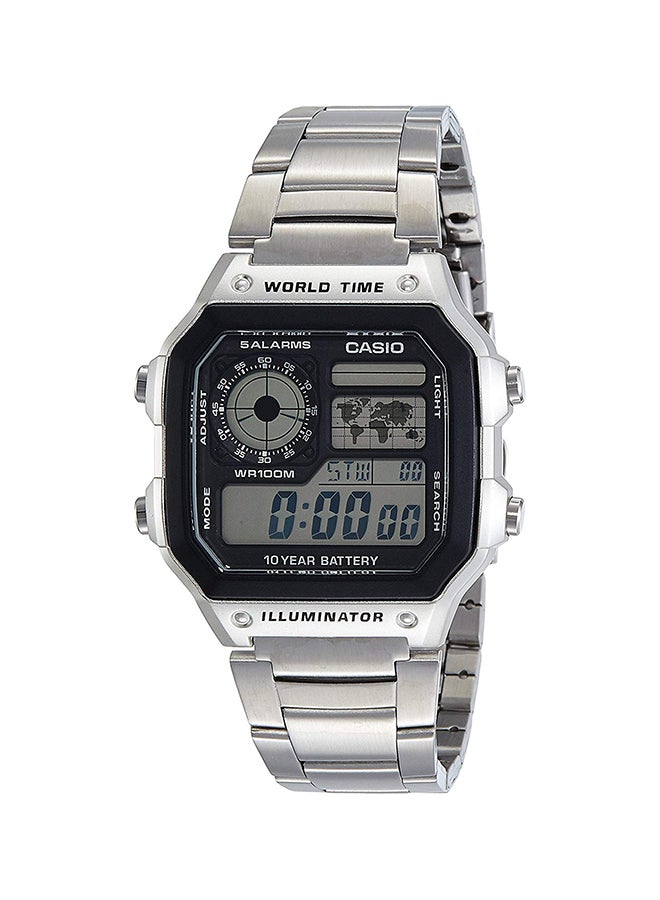 CASIO Men's Youth Water Resistant Stainless Steel Digital Watch AE-1200WHD-1AVE - 42 mm - Silver  - Image 1