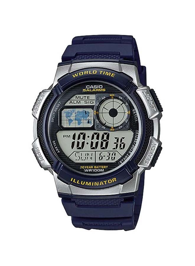 كاسيو ساعة يد رقمية بسوار من الراتينج مقاومة للماء من سلسلة يوث طراز AE-1000W-2AV - قياس 44 مم - لون أزرق للرجال - Image 1